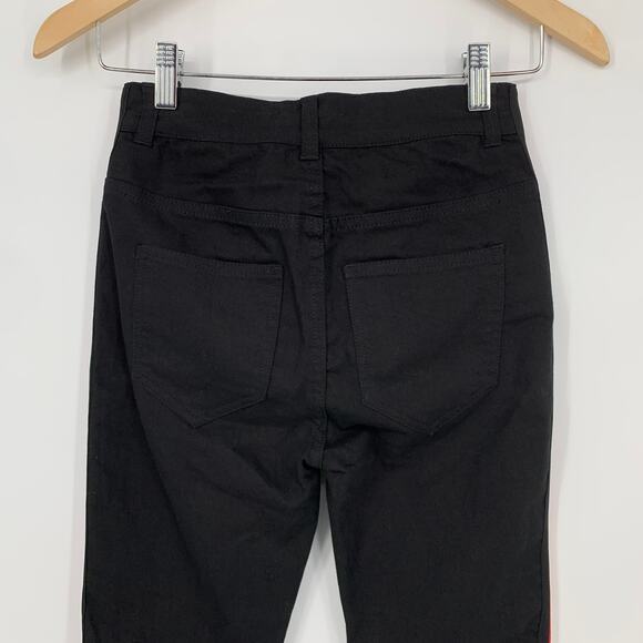 Pam & Gela Cropped Flare with Classic Stripe, Black Side Stripe Kick Flare Jeans - Picture 9 of 12